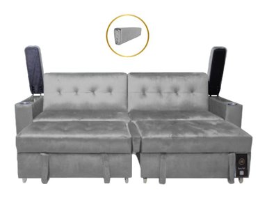 SOFA CAMA BARAKA HOME MADISON 2 CUERPOS CON PORTAVASO Y ALMACENAMIENTO KING - 3