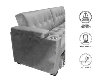 SOFA CAMA BARAKA HOME MADISON 2 CUERPOS CON PORTAVASO Y ALMACENAMIENTO KING - 4