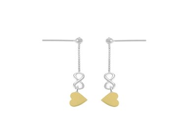ARETES BALIQ CORAZON INFINITO ORO PLATA - 1