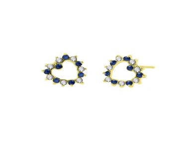 ARETES CORAZON ZAFIRO ACOLGANTE ORO 18K - 1