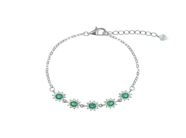 PULSERA ESMERALDA ROSETA PLATA 925 - 1