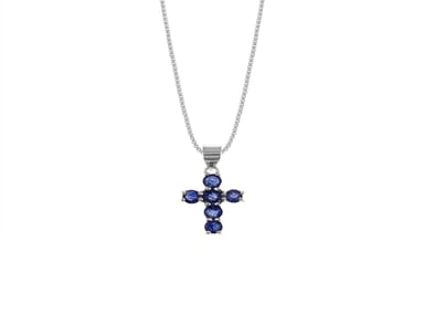 COLLAR CRUZ ZAFIRO PLATA 925 - 1