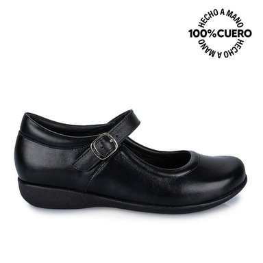 ZAPATOS ESCOLARES NIÑA RABBIT CUERO NEGRO ALE-005 REINA VESTIR - 1