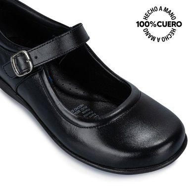 ZAPATOS ESCOLARES NIÑA RABBIT CUERO NEGRO ALE-005 REINA VESTIR - 3