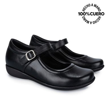 ZAPATOS ESCOLARES NIÑA RABBIT CUERO NEGRO ALE-005 REINA VESTIR - 4