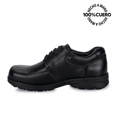 ZAPATO ESCOLAR DERBY CASUAL PEPE-008 K NEGRO RABBIT CUERO - 2
