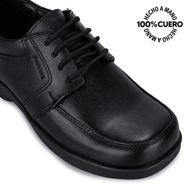 ZAPATO ESCOLAR DERBY CASUAL PEPE-008 K NEGRO RABBIT CUERO - 3