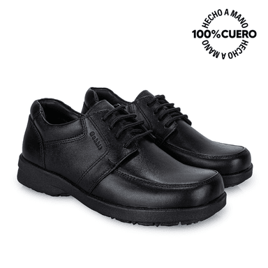 ZAPATO ESCOLAR DERBY CASUAL PEPE-008 K NEGRO RABBIT CUERO - 4