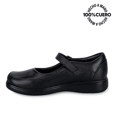 ZAPATOS ESCOLARES NIÑA VIALE CUERO NEGRO MANA-057 BALLERINA CASUAL RABBIT - 2
