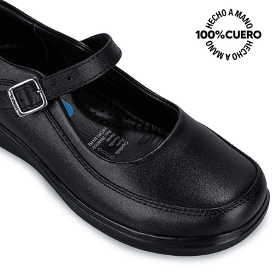 ZAPATOS ESCOLARES NIÑA VIALE CUERO NEGRO MANA-057 BALLERINA CASUAL RABBIT - 3