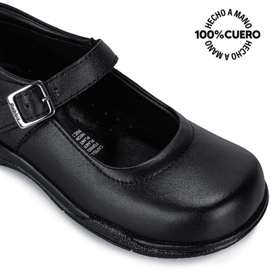 ZAPATOS ESCOLARES NIÑA RABBIT CUERO NEGRO ANGELA-009 REINA CASUAL - 3