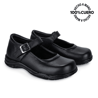 ZAPATOS ESCOLARES NIÑA RABBIT CUERO NEGRO ANGELA-009 REINA CASUAL - 4