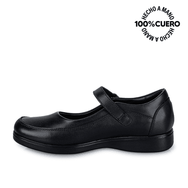 ZAPATOS ESCOLARES NIÑA VIALE CUERO NEGRO MANA-058 BALLERINA CASUAL RABBIT - 2