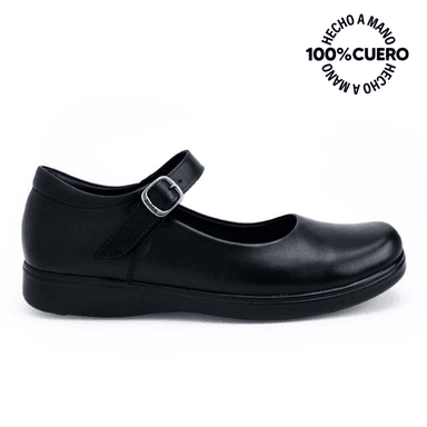 ZAPATOS ESCOLARES NIÑA RABBIT CUERO NEGRO BALLERINA CASUAL MANA-2504 - 1