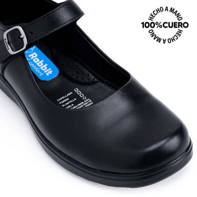 ZAPATOS ESCOLARES NIÑA RABBIT CUERO NEGRO BALLERINA CASUAL MANA-2504 - 3