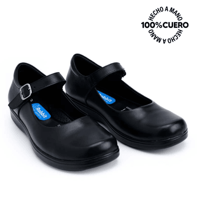 ZAPATOS ESCOLARES NIÑA RABBIT CUERO NEGRO BALLERINA CASUAL MANA-2504 - 4