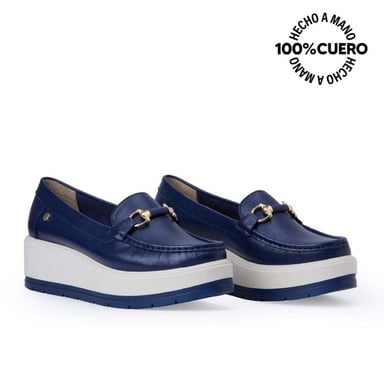 ZAPATO MOCASÍN CASUAL INFORMAL DENI-2517 AZUL VIALE CUERO - 4