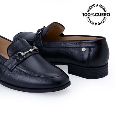 ZAPATO MOCASÍN CASUAL FORMAL LE-2515 NEGRO VIALE CUERO - 2