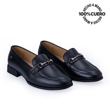ZAPATO MOCASÍN CASUAL FORMAL LE-2515 NEGRO VIALE CUERO - 4