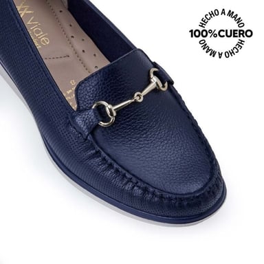 ZAPATO MOCASÍN CASUAL INFORMAL DENI-2516 AZUL VIALE CUERO - 3