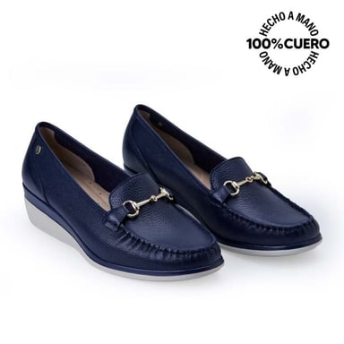 ZAPATO MOCASÍN CASUAL INFORMAL DENI-2516 AZUL VIALE CUERO - 4