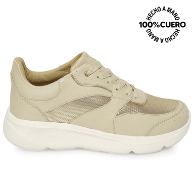 ZAPATILLA CASUAL REC-2502 MARFIL VIALE CUERO - 1