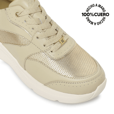 ZAPATILLA CASUAL REC-2502 MARFIL VIALE CUERO - 3