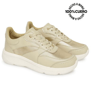 ZAPATILLA CASUAL REC-2502 MARFIL VIALE CUERO - 4