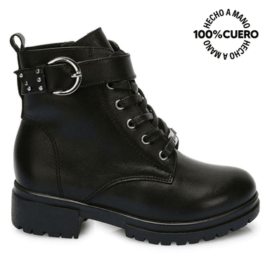 BOTÍN DERBY CASUAL YADIRA-2533 NEGRO RABBIT CUERO - 1