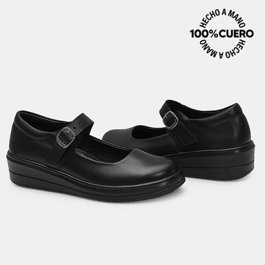 ZAPATO ESCOLAR CASUAL MANA-2607 NEGRO RABBIT CUERO - 2