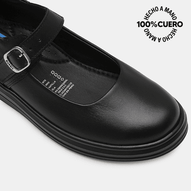 ZAPATO ESCOLAR CASUAL MANA-2607 NEGRO RABBIT CUERO - 3