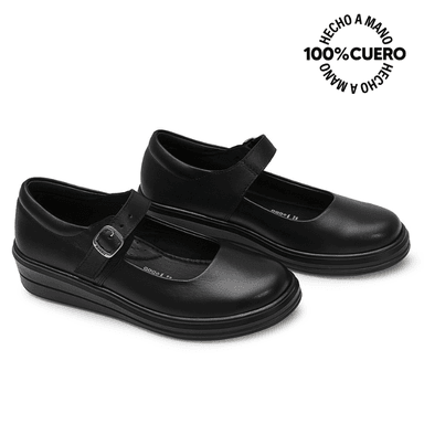 ZAPATO ESCOLAR CASUAL MANA-2607 NEGRO RABBIT CUERO - 4