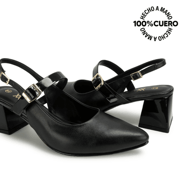ZAPATO MEDIA ESTACION STILETTO TATI-2660 NEGRO VIALE CUERO - 2