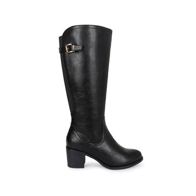 BOTA ALTA JODHPUR CASUAL DAVI-2606 NEGRO SINTETICO ANN D VIAN - 1