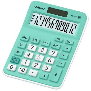 CALCULADORA CASIO 12 DÍGITOS SOLAR Y PILAS - VERDE - 1