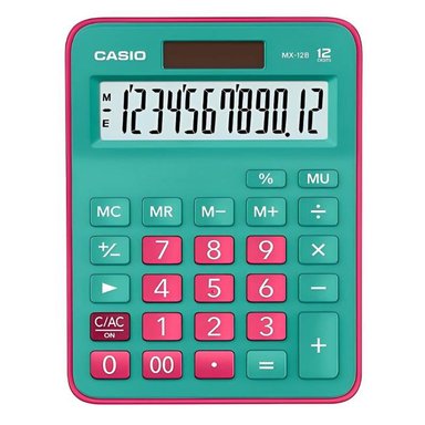CALCULADORA CASIO MX-12B EDICIÓN BICOLOR VERDE FUCSIA - 1