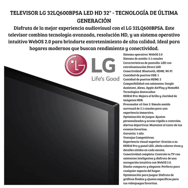 TELEVISOR SMART TV LG FULL HD 32" 32LQ600BPSA.32''.LG LED HD 2024 32LQ600BPSA - 3