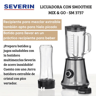BATIDORA MANO SEVERIN SM 3737 VASO CON SMOOTHIE MIX Y GO - 3