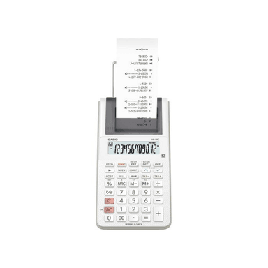 CALCULADORA CASIO HR-8RC CON WINCHA 12 DÍGITOS (BLANCO) - 1