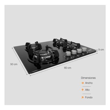 COCINA EMPOTRABLE SOLE SOLCO034 4 QUEMADORES - NEGRO - 4