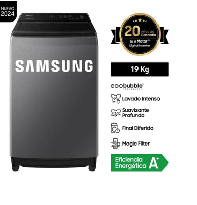 LAVADORA SAMSUNG WA19CG6441BDPE ECOBUBBLE™ 19KG - GRIS OSCURO - 1