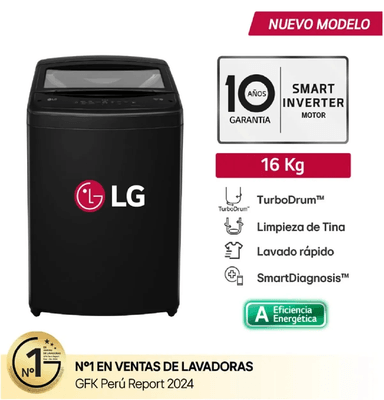 LAVADORA LG WT16OBVTB 16 KG CARGA SUPERIOR TURBODRUM - NEGRO ONYX - 1