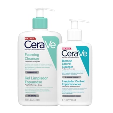 SET TRATAMIENTO FACIAL CERAVE DUO LIMPIEZA PROFUNDA BLEMISH + ESPUMOSO PIELES MIXTAS A GRASAS - 1