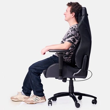SILLA DREIZT NEGRO GAMER TITAN SERIES PREMIUM ALMOHADILLA INTELIGENTE RECLINABLE GAS LIFT CLASE 4 - 8