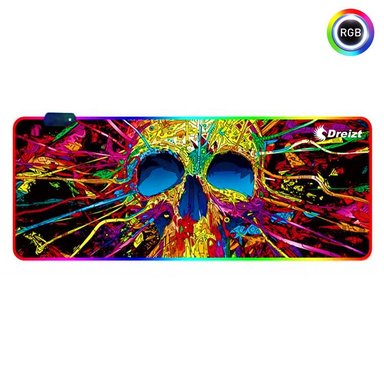 COMBO KIT TECLADO Y MOUSE LUCES RGB INALÁMBRICO NEGRO + MOUSEPAD GAMER DREIZT RGB DISEÑO CALAVERA XL 80CM X 30CM - 4