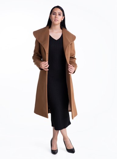ABRIGO MUJER ONLY ALPACA CAMEL INÉS LANA ECOLÓGICA - 2