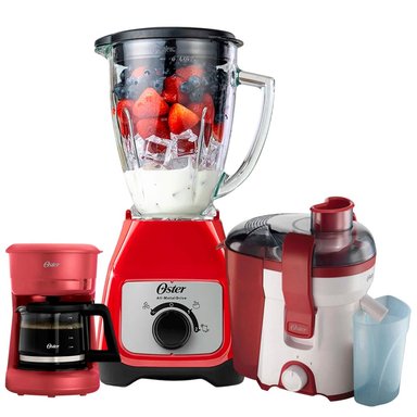 KIT OSTER LICUADORA BLSTKAG-RRD + CAFETERA CON FILTRO + EXTRACTOR DE JUGOS - 1