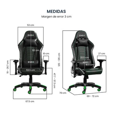SILLA GAMER ERGONÓMICA EVOX CT7014-RGB CON SOPORTE LUMBAR Y LUCES RGB - 6