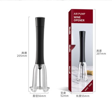 ABRIDOR TOTAL WINNER NEGRO VINO SIMPLE CORTADOR ALUMINIO BOMBA PRESION AIRE SACACORCHO - 4