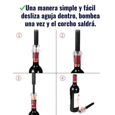 ABRIDOR TOTAL WINNER NEGRO VINO SIMPLE CORTADOR ALUMINIO BOMBA PRESION AIRE SACACORCHO - 5
